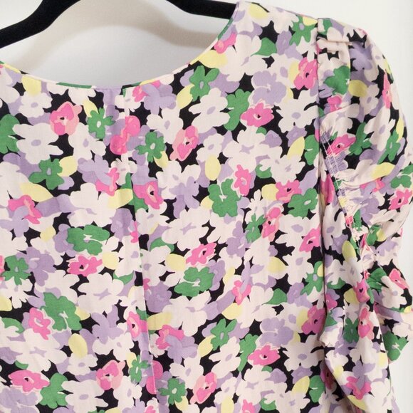 H&M Conscious Floral Print Puff Sleeve Maxi Dress Size Medium Lyocell V-Neck - Picture 5 of 7